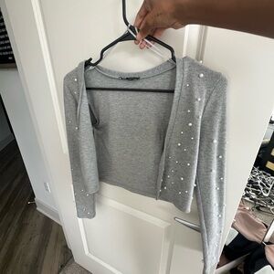 Grey Pearl-ed jacket/cardigan